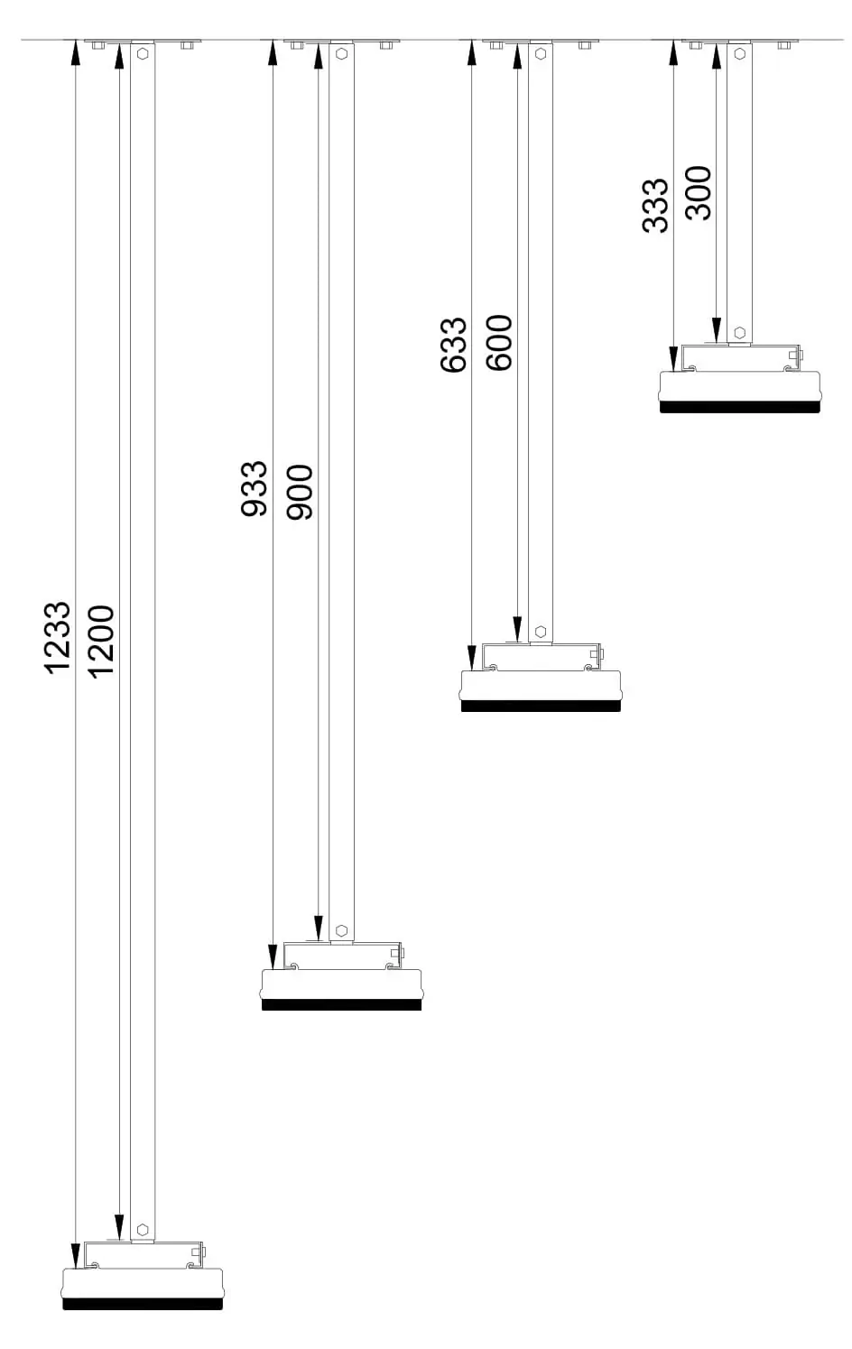 Extension pole kit for Heatstrip Design / Max / Classic 600 mm drop, thumbnail 2